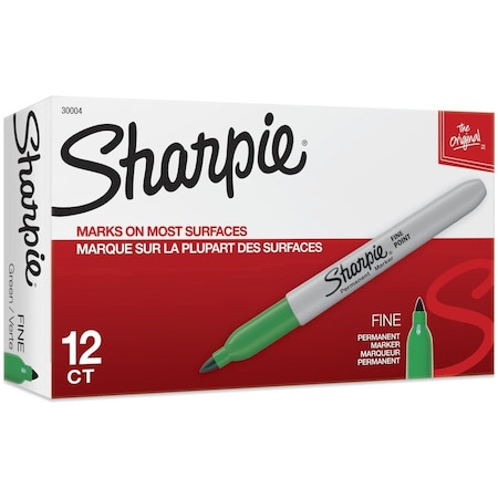Sharpie Permanent Markers, , Fine Point, Green PK SAN30004